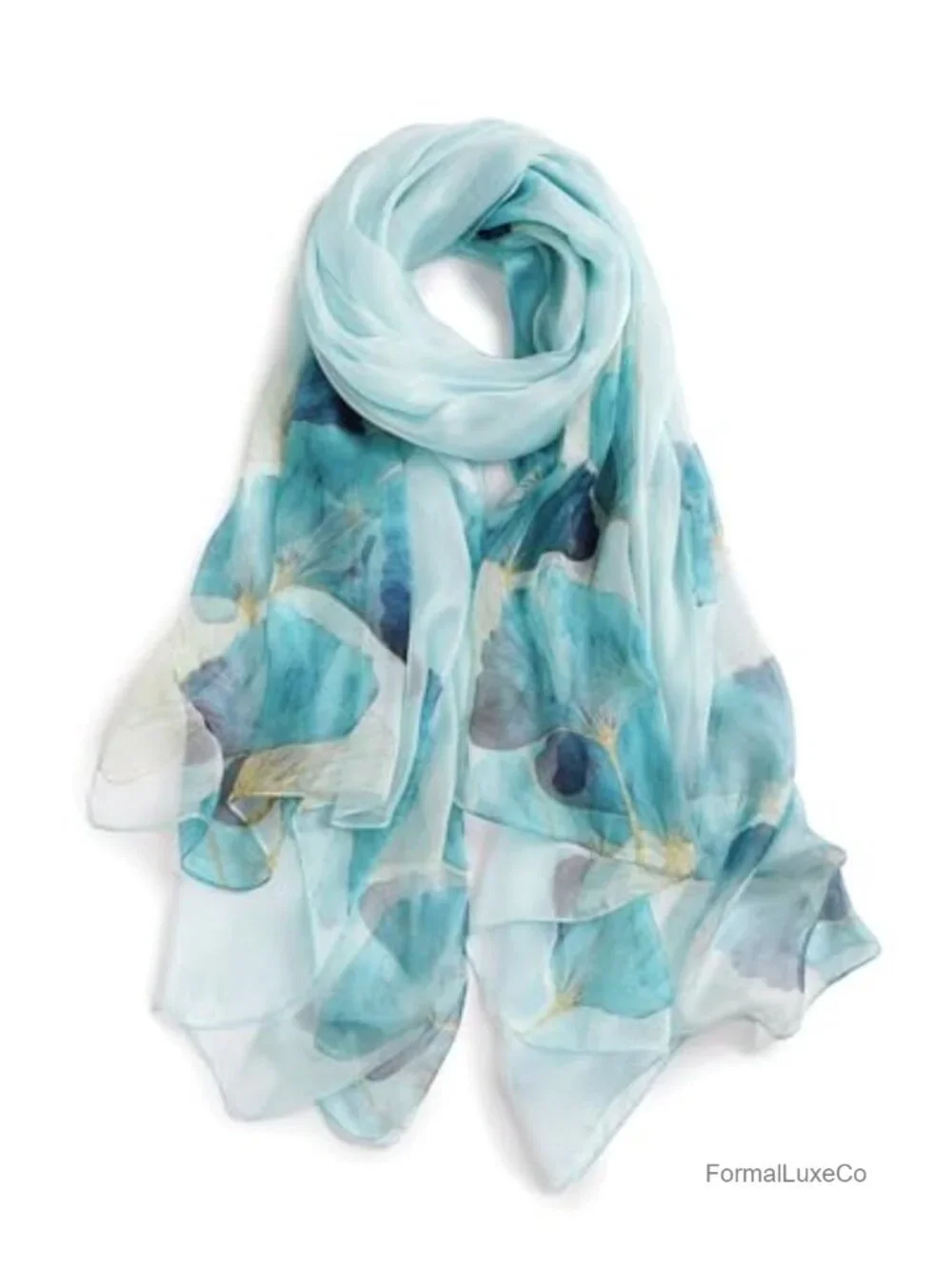 100% Mulberry Silk Large Chiffon Shawl Wrap Scarf for Women